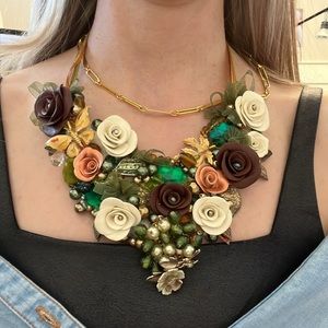 Vintage Collage Necklace, Handmade